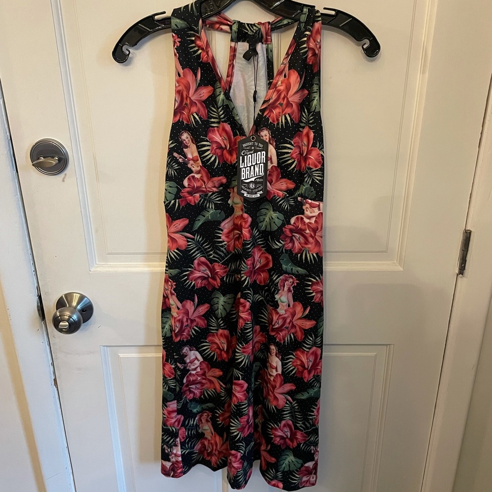 Liquor brand Hula Girl dress pinup retro